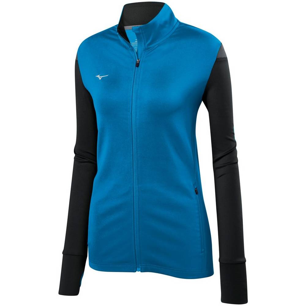 Damske Bundy Mizuno Horizon Full Zip Volejbalove Modre/Čierne Vypredaj GDFE78564